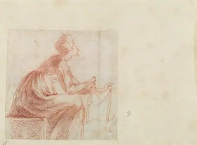Woman Seated with a Piece of Cloth [verso]