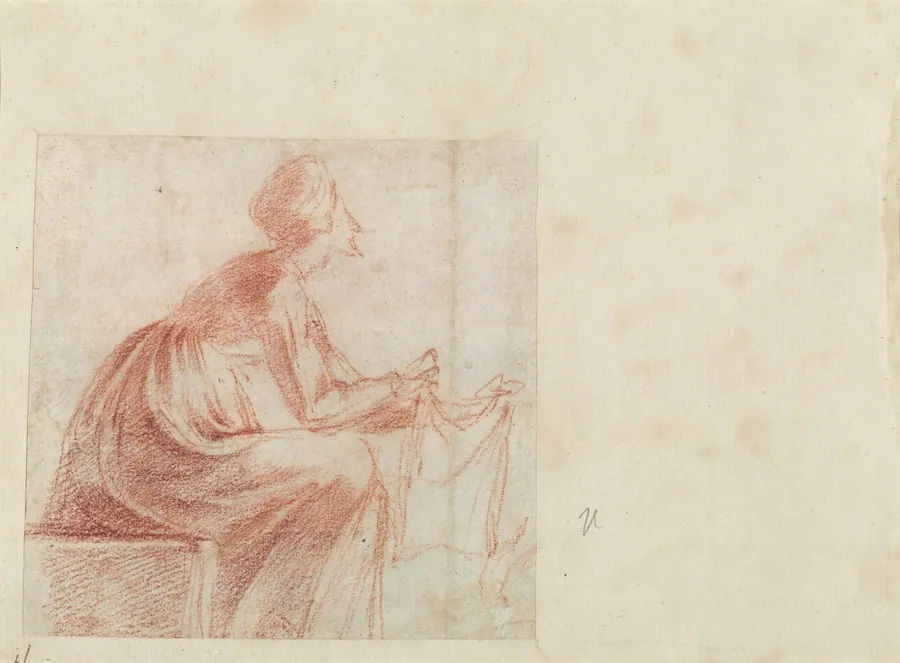 Woman Seated with a Piece of Cloth [verso] by Polidoro da Caravaggio