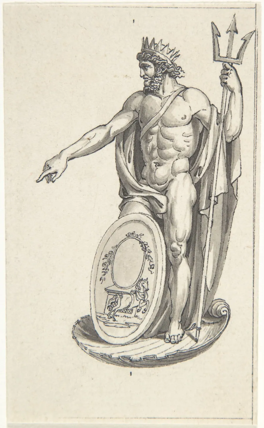 Design for Neptune with an Oval Medallion by Charles Percier