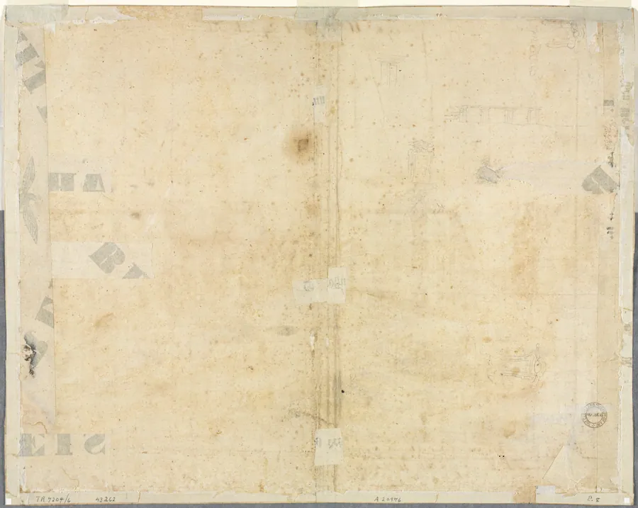 Sketches of Windows and Pilasters of the Attic Storey of the Collegio di Propaganda Fide (verso) by Lievin Cruyl