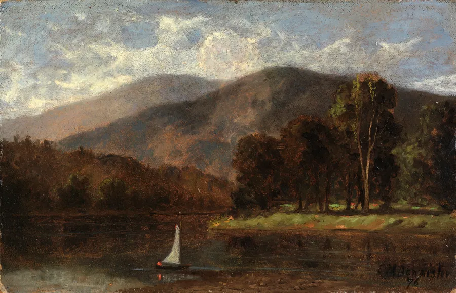 Untitled (sailboat in river) by Edward Mitchell Bannister, born St. Andrews, New Brunswick, Canada 1828-died Providence, RI 1901
