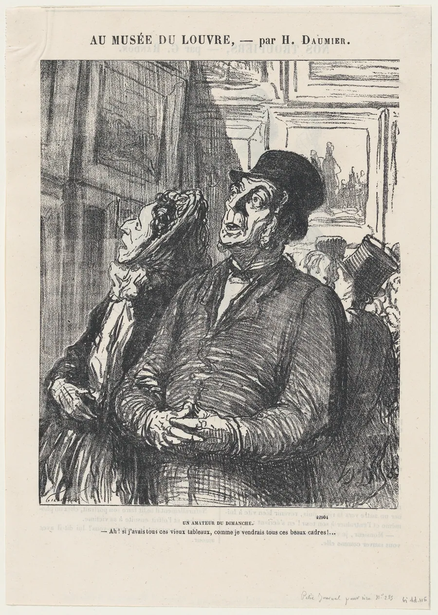 A Sunday connoisseur, from 'At the Louvre,' published in Le Charivari, February 4, 1865 by Honoré Daumier