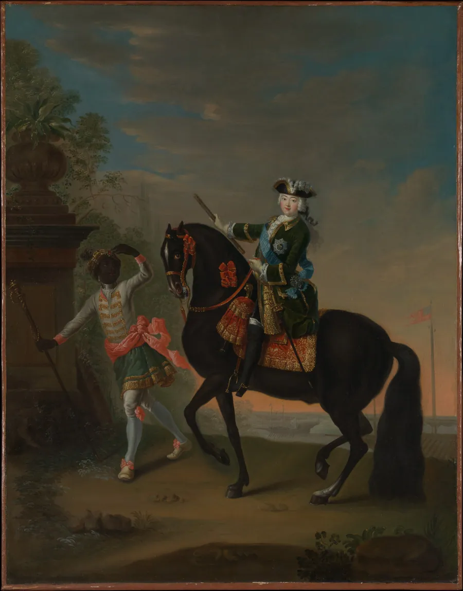 The Empress Elizabeth of Russia (1709–1762) on Horseback, Attended by a Page by Georg Christoph Grooth