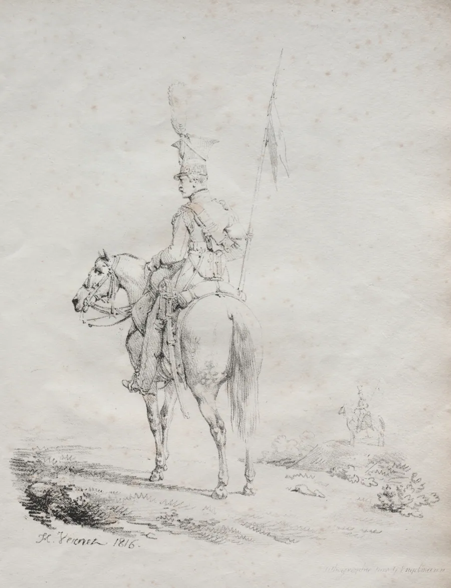 Receuil d'essais lithographiques:  Le Lancier en Vedette by Horace Vernet