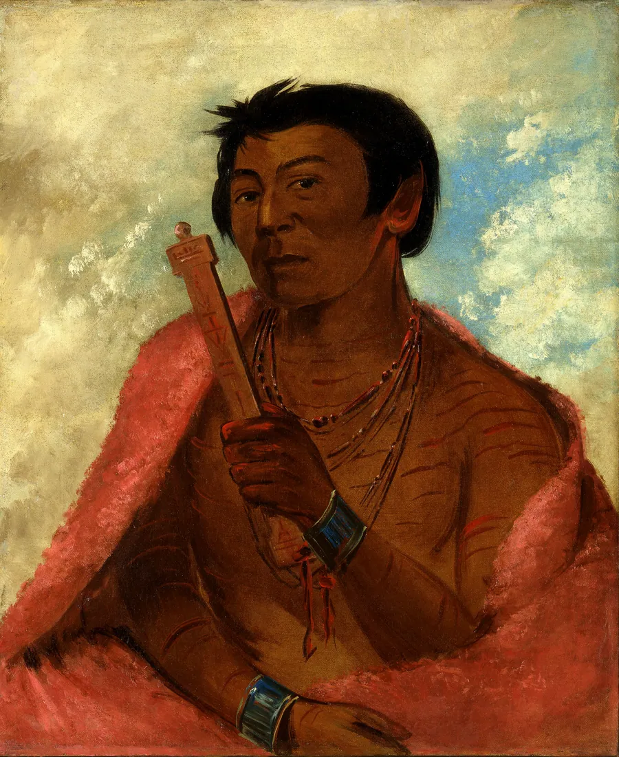 On-sáw-kie, The Sauk, in the Act of Praying by George Catlin, born Wilkes-Barre, PA 1796-died Jersey City, NJ 1872