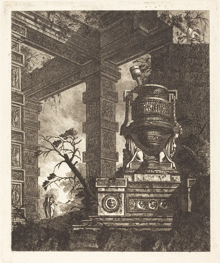 Vase Supported by Two Sphinxes by Jean-Laurent Legeay