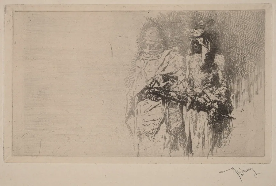 Croquis (Two Arabian Figures) by Mariano Fortuny Marsal