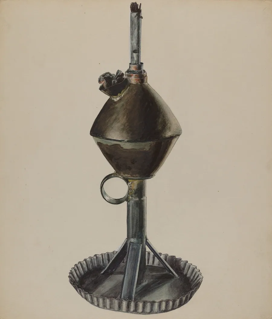 Lard or Whale Oil Lamp by Ralph Atkinson