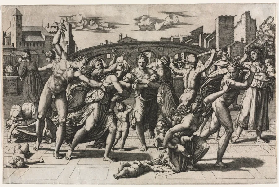 The Massacre of the Innocents (Without the Fir Tree) by Marcantonio Raimondi