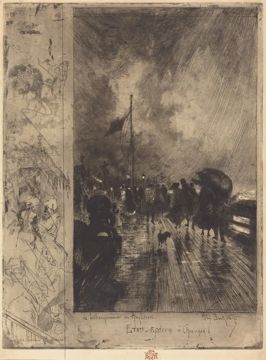 Un Débarquement en Angleterre (Landing in England) by Félix-Hilaire Buhot