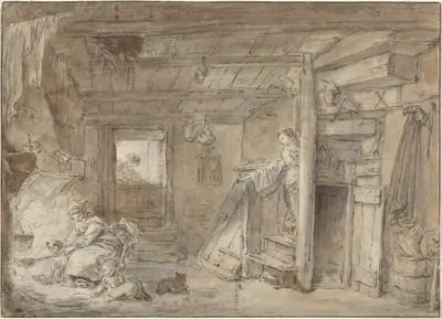 Interior of a Farmhouse with Figures