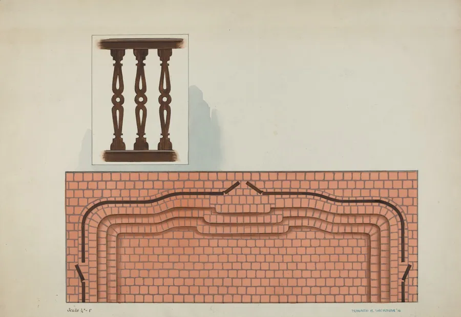 Steps Leading to Chancel Rail and Detail of Railing, San Luis Rey Mission Church by Howard H. Sherman