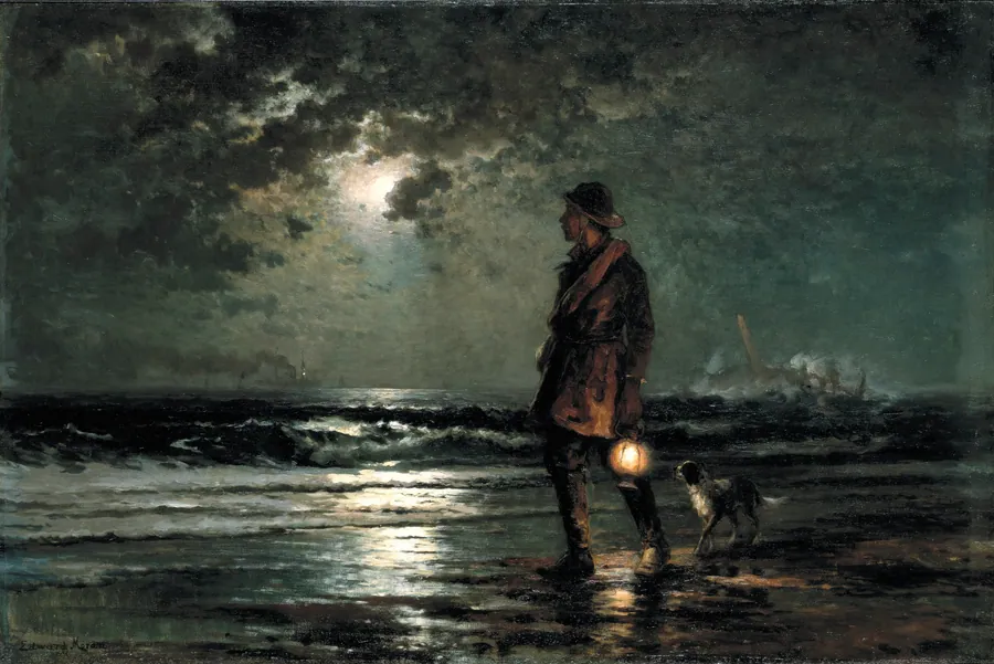 Life Saving Patrol by Edward Moran, born Bolton, England 1829-died New York City 1901
