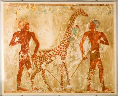 Nubians with a Giraffe and a Monkey, Tomb of Rekhmire