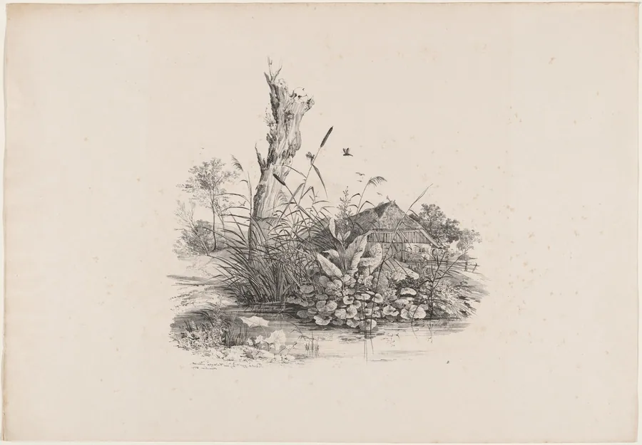 Withered Tree by a Pond by Carl August Lebschée