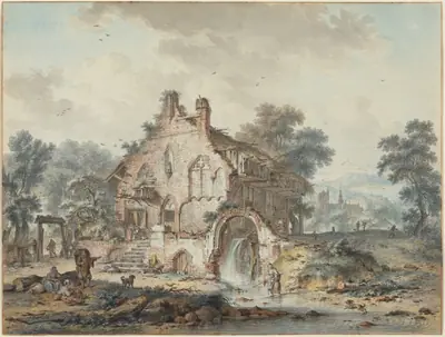 Rustic Watermill in a Gothic Ruin
