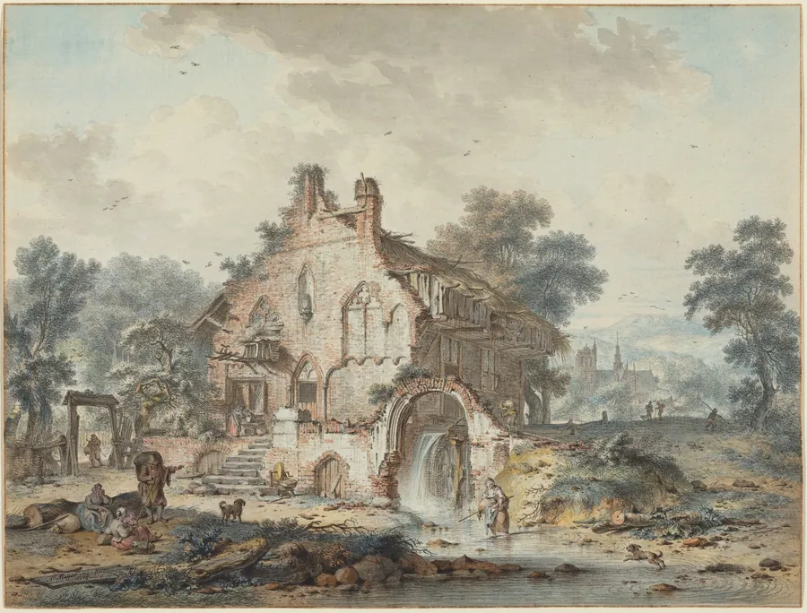 Rustic Watermill in a Gothic Ruin by Hendrik de Meyer II