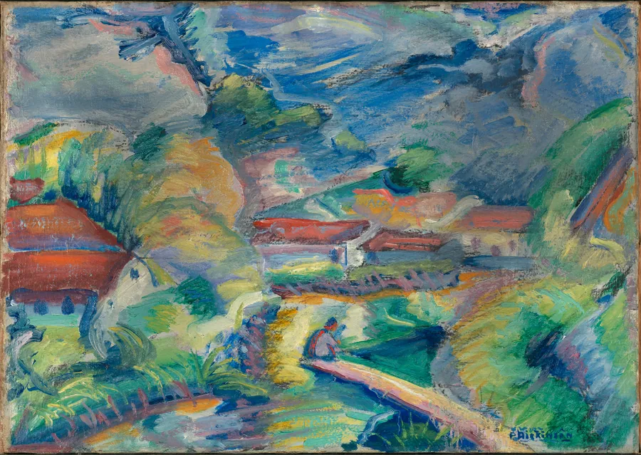 Untitled Landscape by Preston Dickinson, born New York City 1889-died Irun, Spain 1930