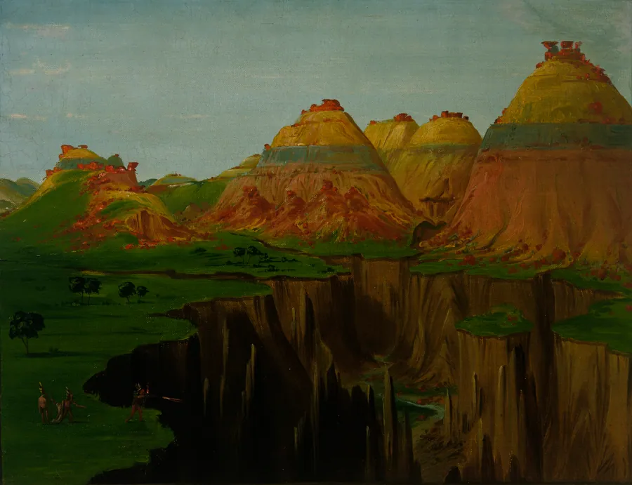 "Brick Kilns," Clay Bluffs 1900 Miles above St. Louis by George Catlin, born Wilkes-Barre, PA 1796-died Jersey City, NJ 1872