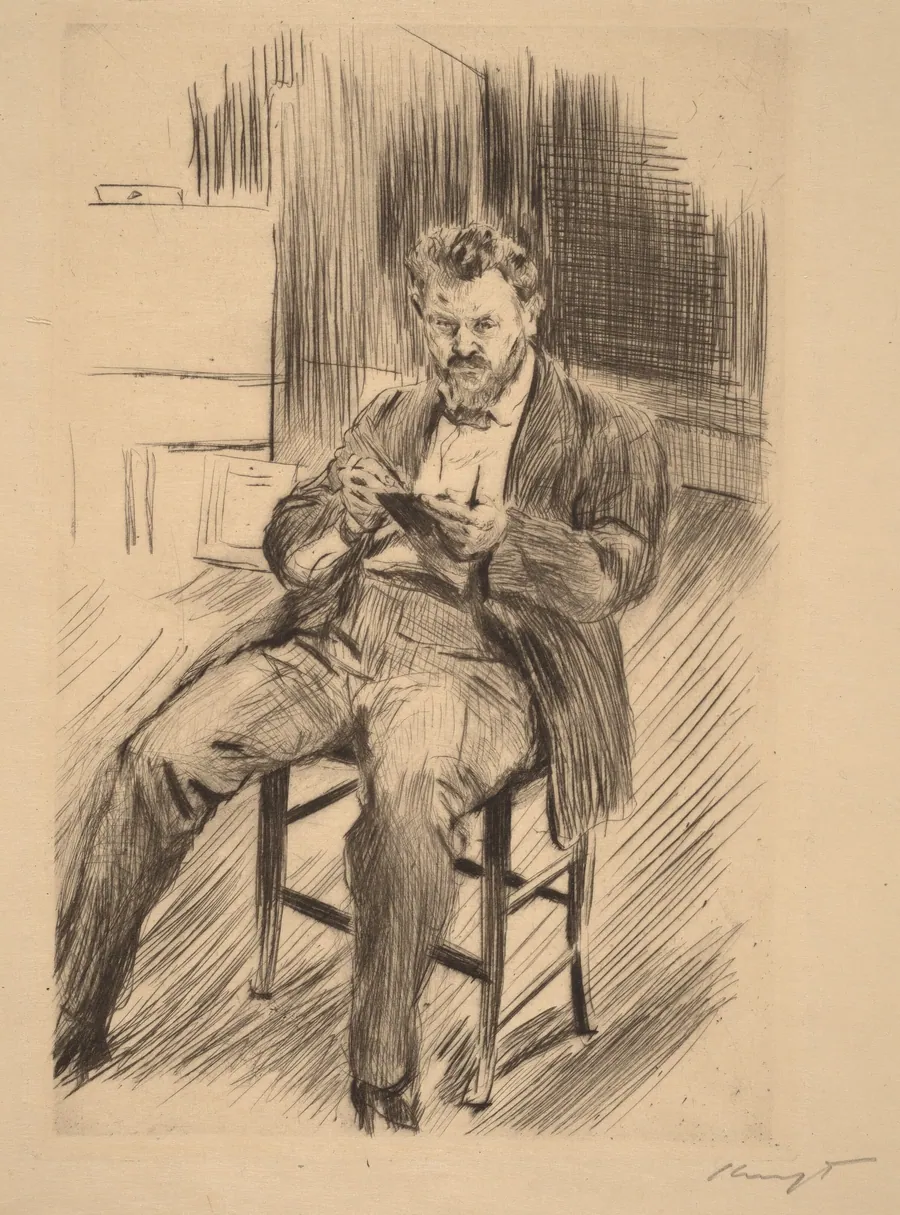 Self-Portrait (sketching in his studio) by Max Slevogt