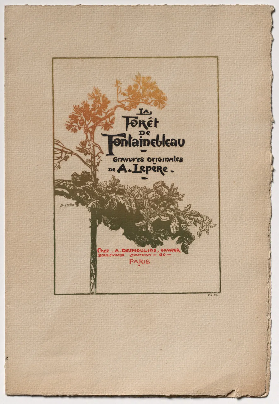 Fontainebleau Forest: Ad for "Fontainebleau Forest" (La Forêt de Fontainebleau) by Auguste Louis Lepère