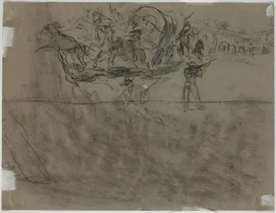 Skirmish Involving a Wagon Train [verso]