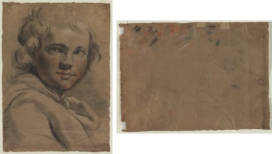 Head of a Young Man (recto) Sketch of a Head (verso) by Gaetano Gandolfi