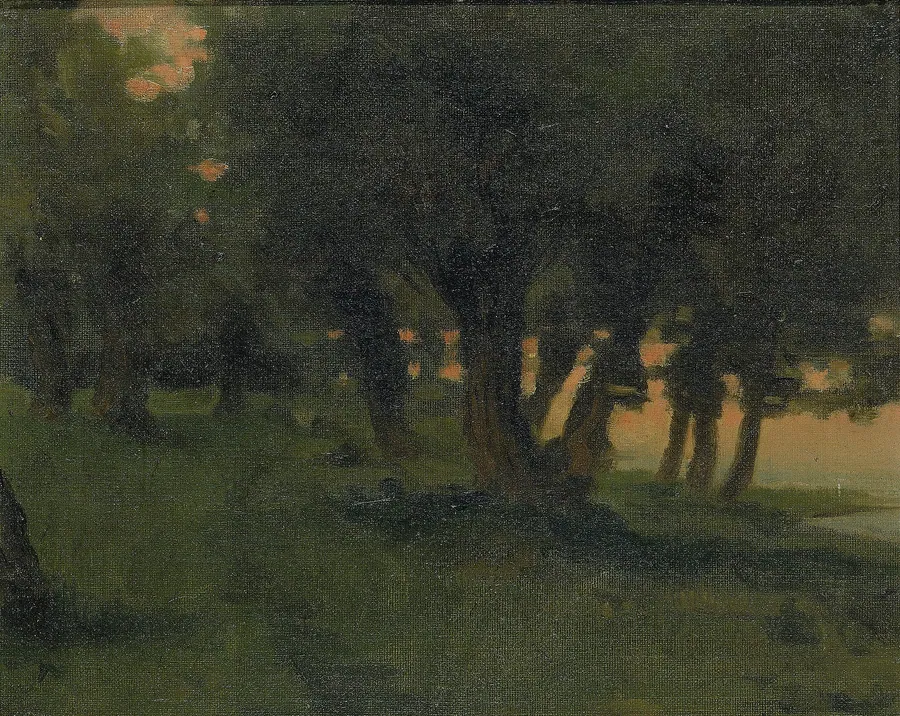 On the Banks of the Rhine, near St. Germain at Mont d'Or by Carroll Beckwith, born Hannibal, MO 1852-died New York City 1917