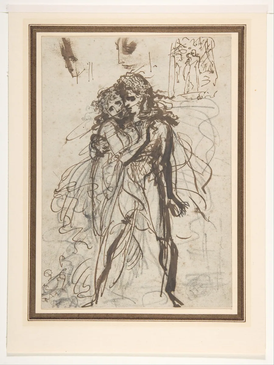 A Man and a Woman Embracing by baron Antoine Jean Gros