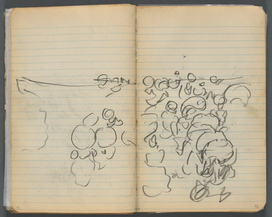 Sketchbook, page 042 & 43: Beach View by Maurice Prendergast