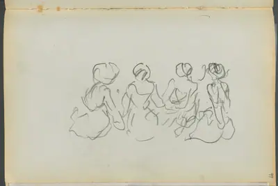 Sketchbook- The Granite Shore Hotel, Rockport, page 099: Seated Female Figures