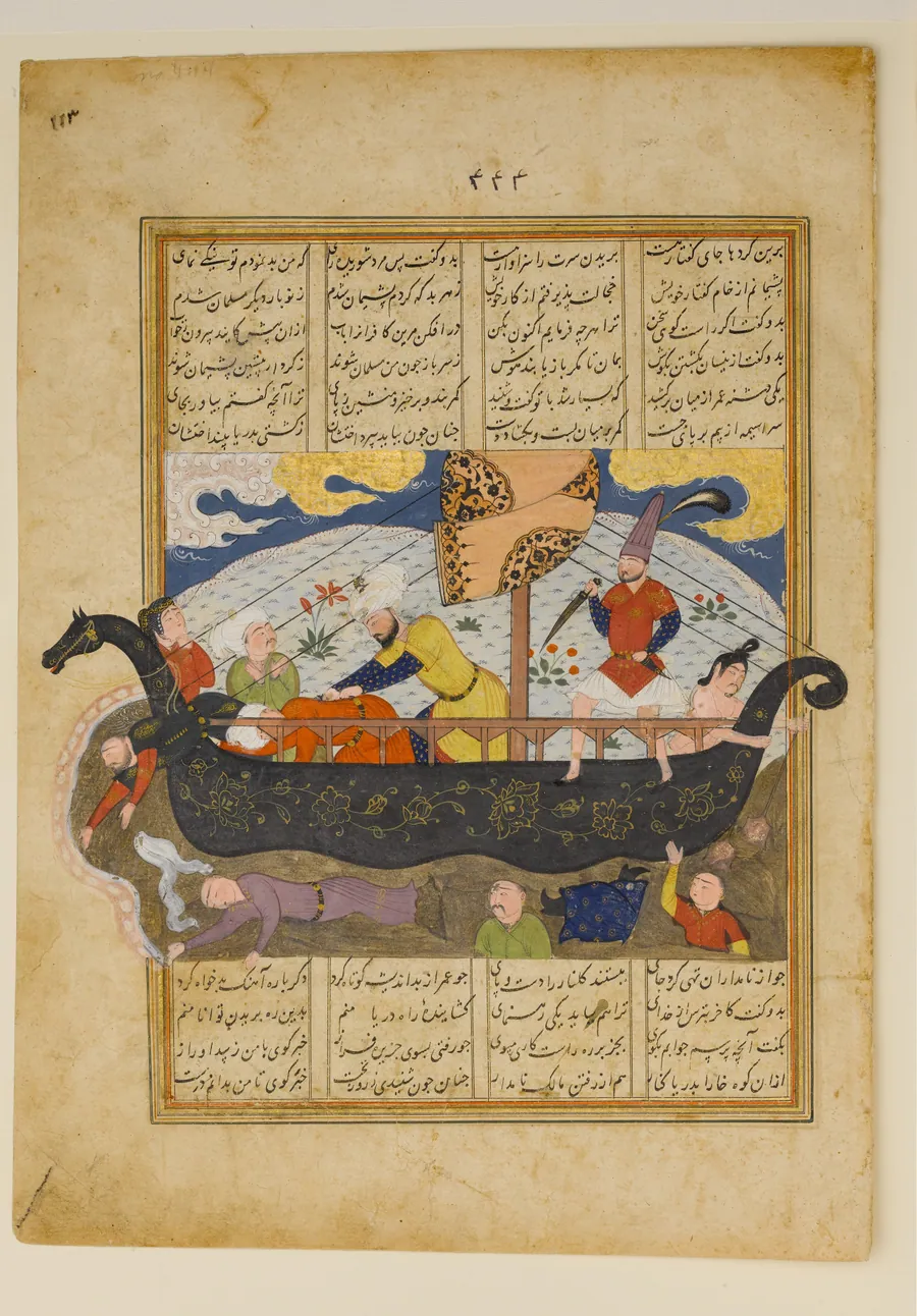 "Amr has the Infidels Thrown into the Sea", Folio from a Khavarannama (The Book of the East) of ibn Husam al-Din by Maulana Muhammad Ibn Husam ad Din