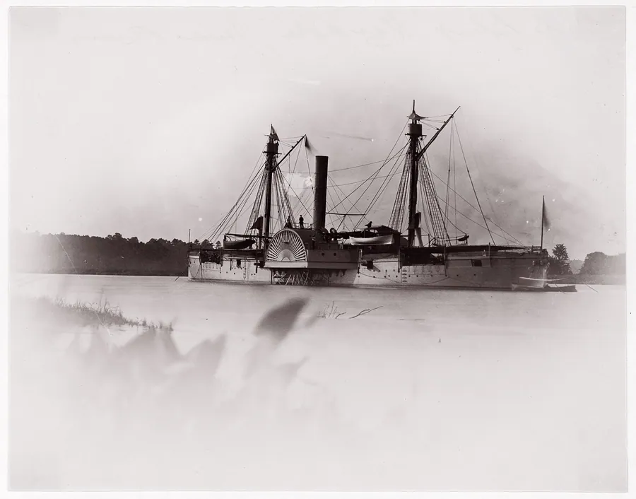 U.S. Gunboat "Mendota", James River by Mathew B. Brady