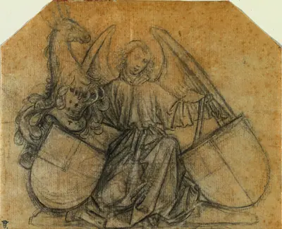 An Angel Supporting Two Escutcheons