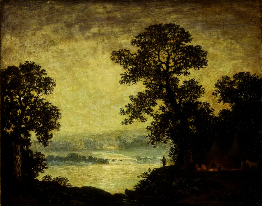 Moonlight, Indian Encampment by Ralph Albert Blakelock, born New York City 1847-died Elizabethtown, NY 1919
