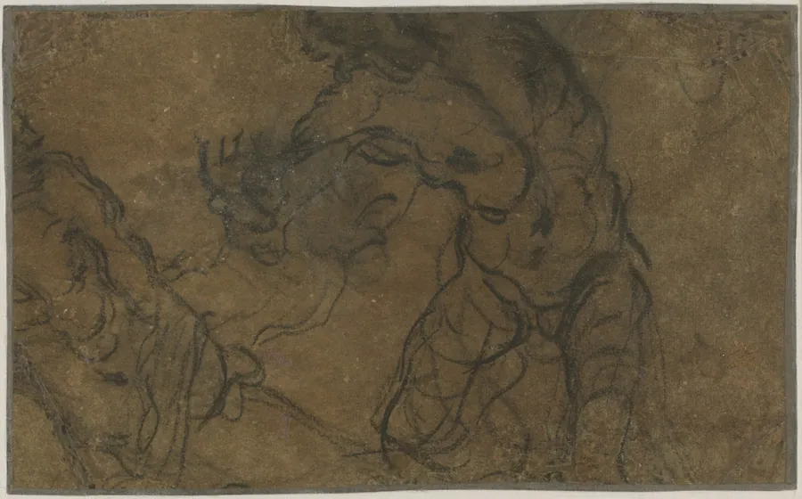 Two Male Figures in Motion (verso) by Domenico Tintoretto