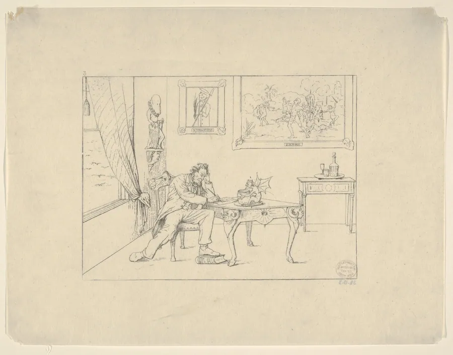 Writing the Emancipation Proclamation (from Confederate War Etchings) by Adalbert John Volck