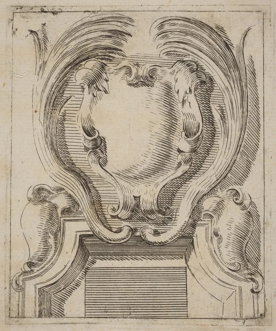 Architectural Motif with Three Shields by Carlo Antonio Buffagnotti