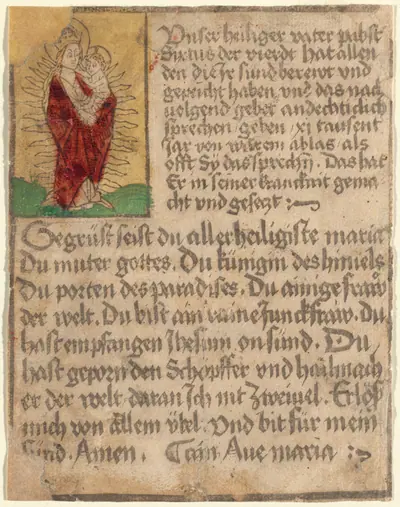 Madonna and Child in a Glory with an Indulgence and a Prayer