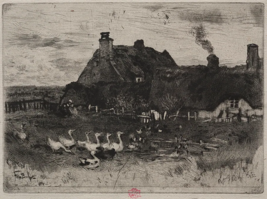 The Little Thatched Cottages by Félix Hilaire Buhot
