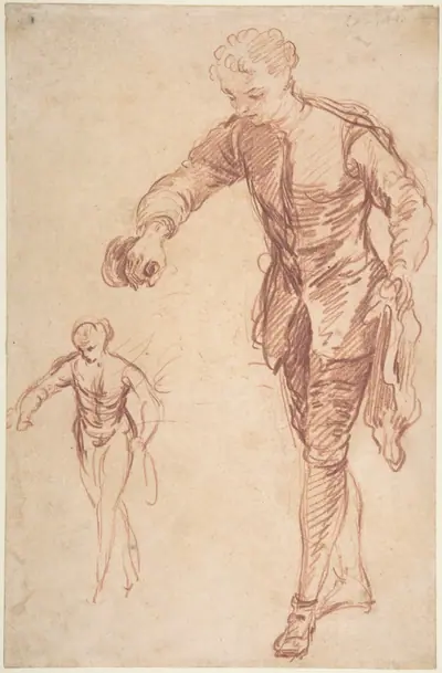 Study of a Valet Pouring Wine