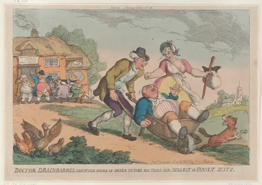 Doctor Drainbarrel Conveyed Home in order to Take His Trial for Neglect of Family Duty by Thomas Tegg