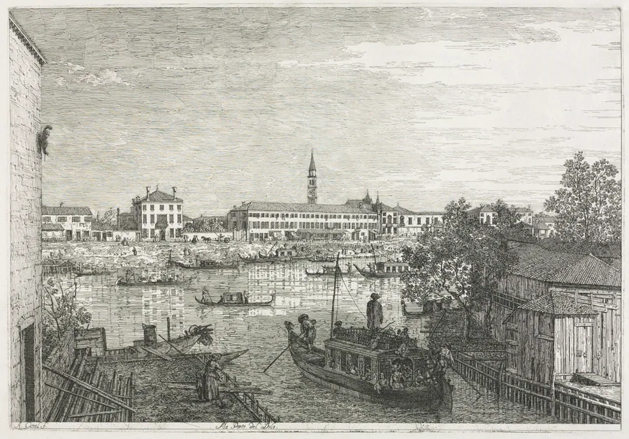 Views:  The Harbor at Dolo by Antonio Canaletto