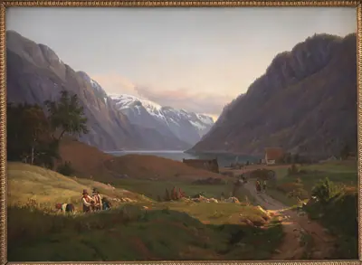 Odda ved Sørfjorden i Hardanger. Morgenbelysning