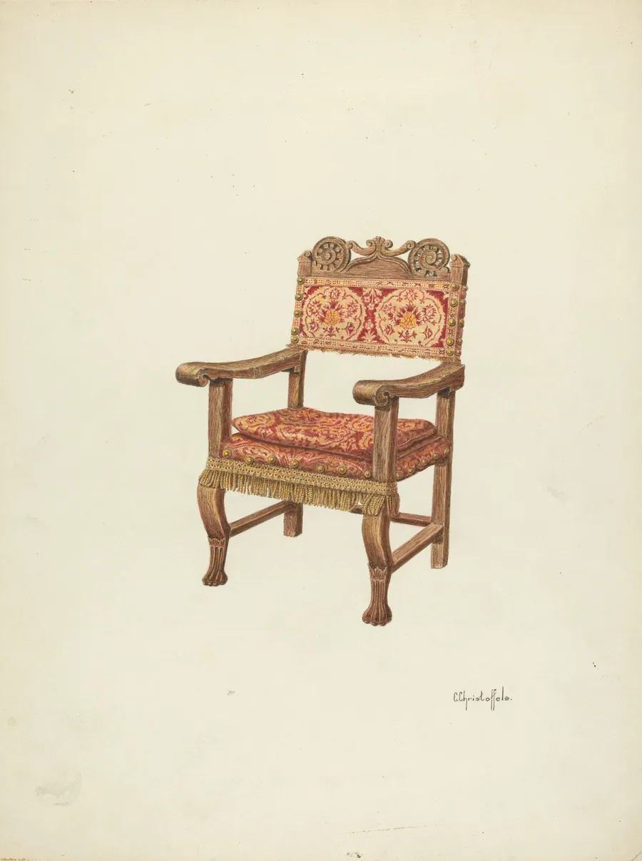 Hand-Carved Armchair by Cornelius Christoffels