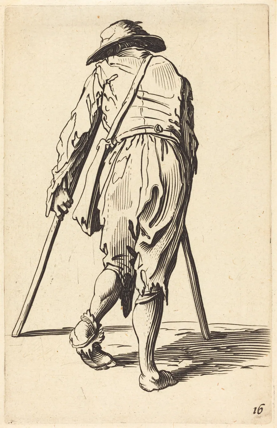 Beggar with Crutches and Hat, Back View by French 17th Century