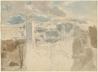 Ruins of a Fortified Tower among Wooded Hills [recto]