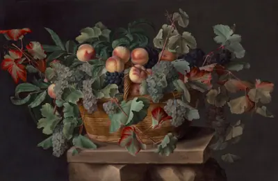 Still Life with a Basket of Peaches and Grapes