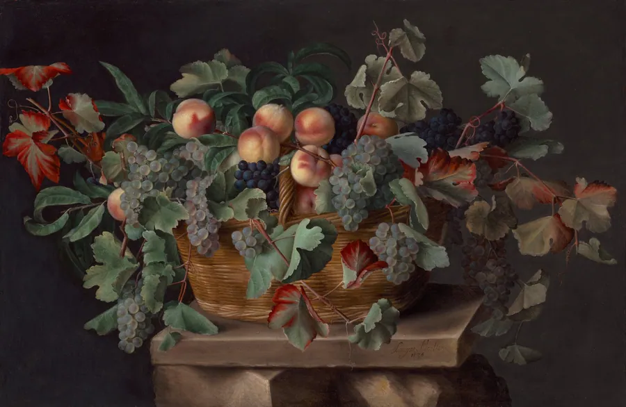 Still Life with a Basket of Peaches and Grapes by Louise Moillon