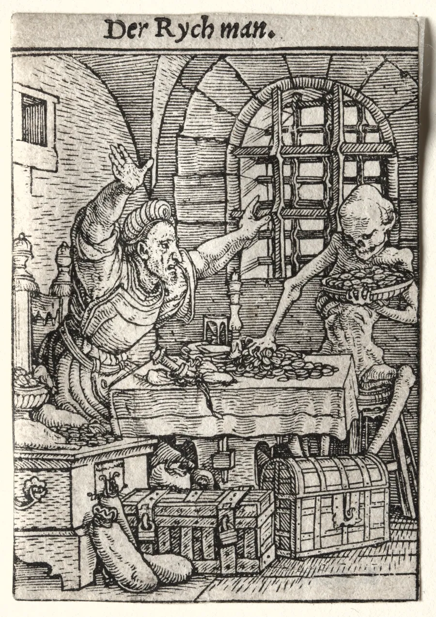 Dance of Death:  The Miser by Hans Holbein the Younger